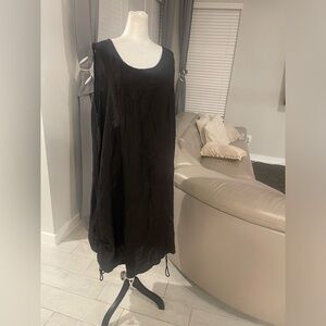 T by Transparente Italian Linen sleeveless lagenlook Dress Black XXL